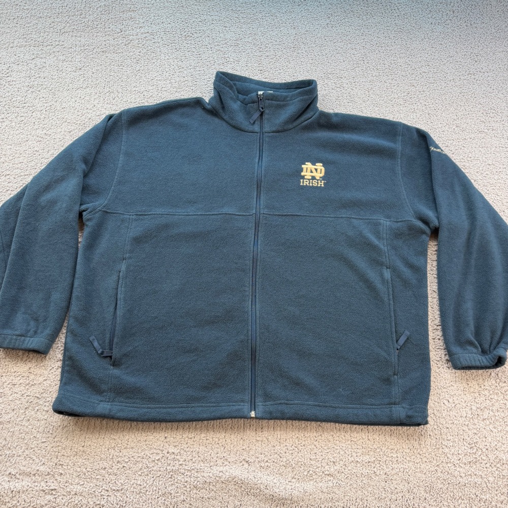 Columbia Notre Dame Fighting Irish Fleece Jacket Mens XXL Navy Blue Full Zip